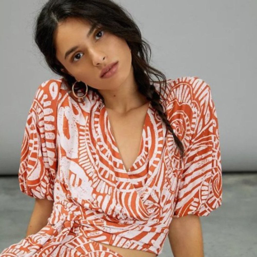 Anthropologie (NWT) | Cropped Mock-Wrap Blouse | Small